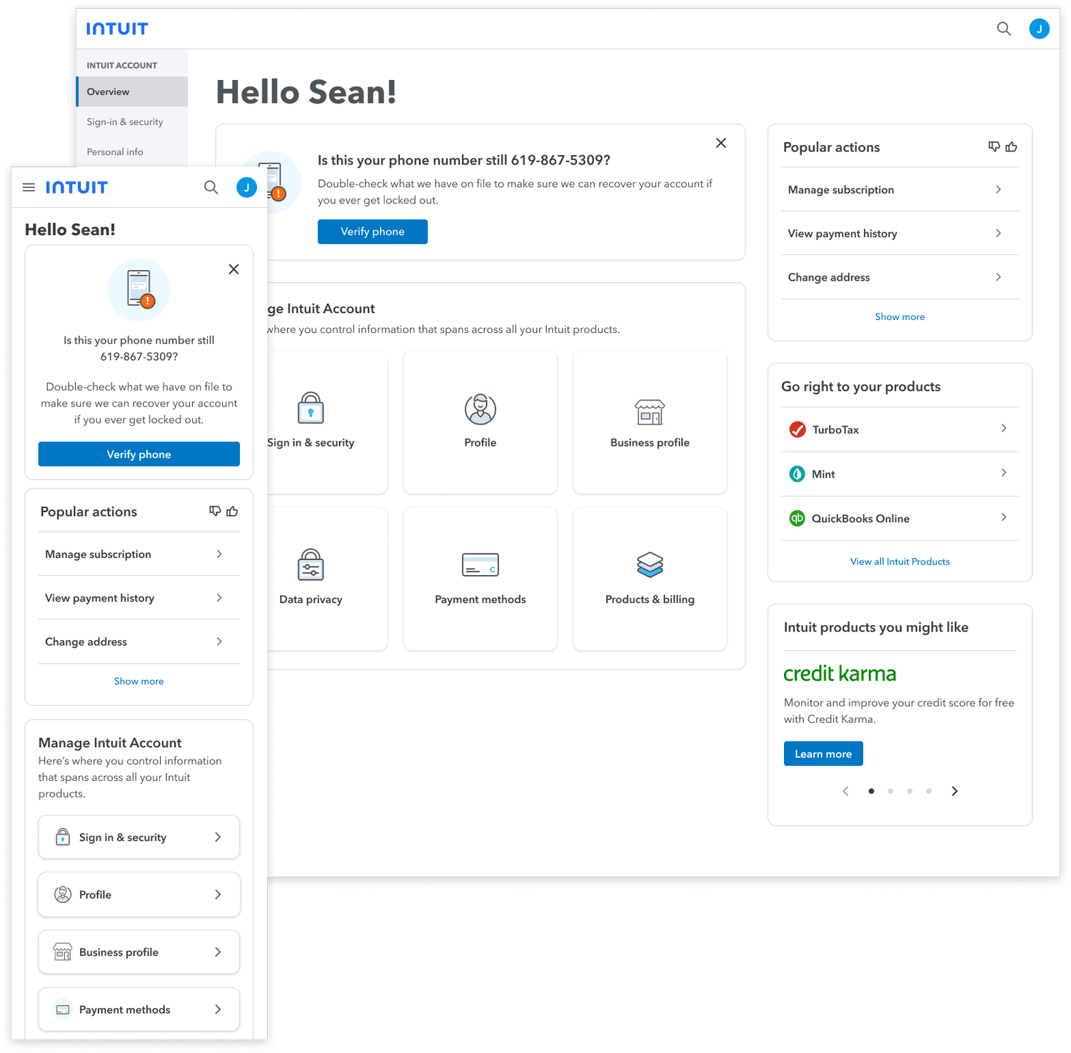 Intuit: AI/ML Account Recommendation Redesign, project visual