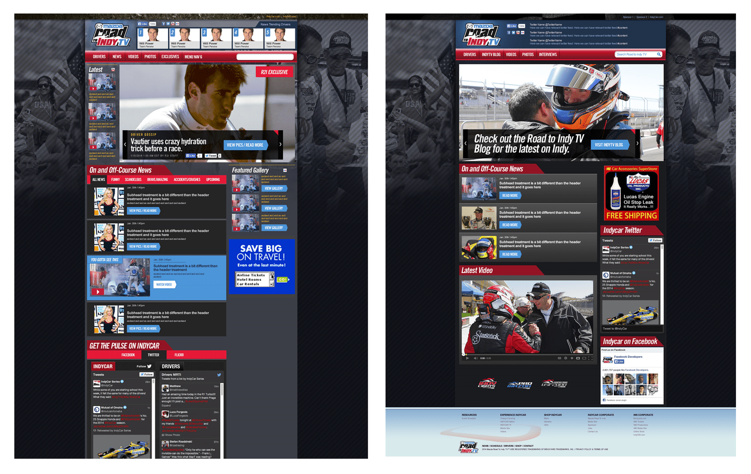 Mazda Road To Indy.TV Content Aggregator, project visual