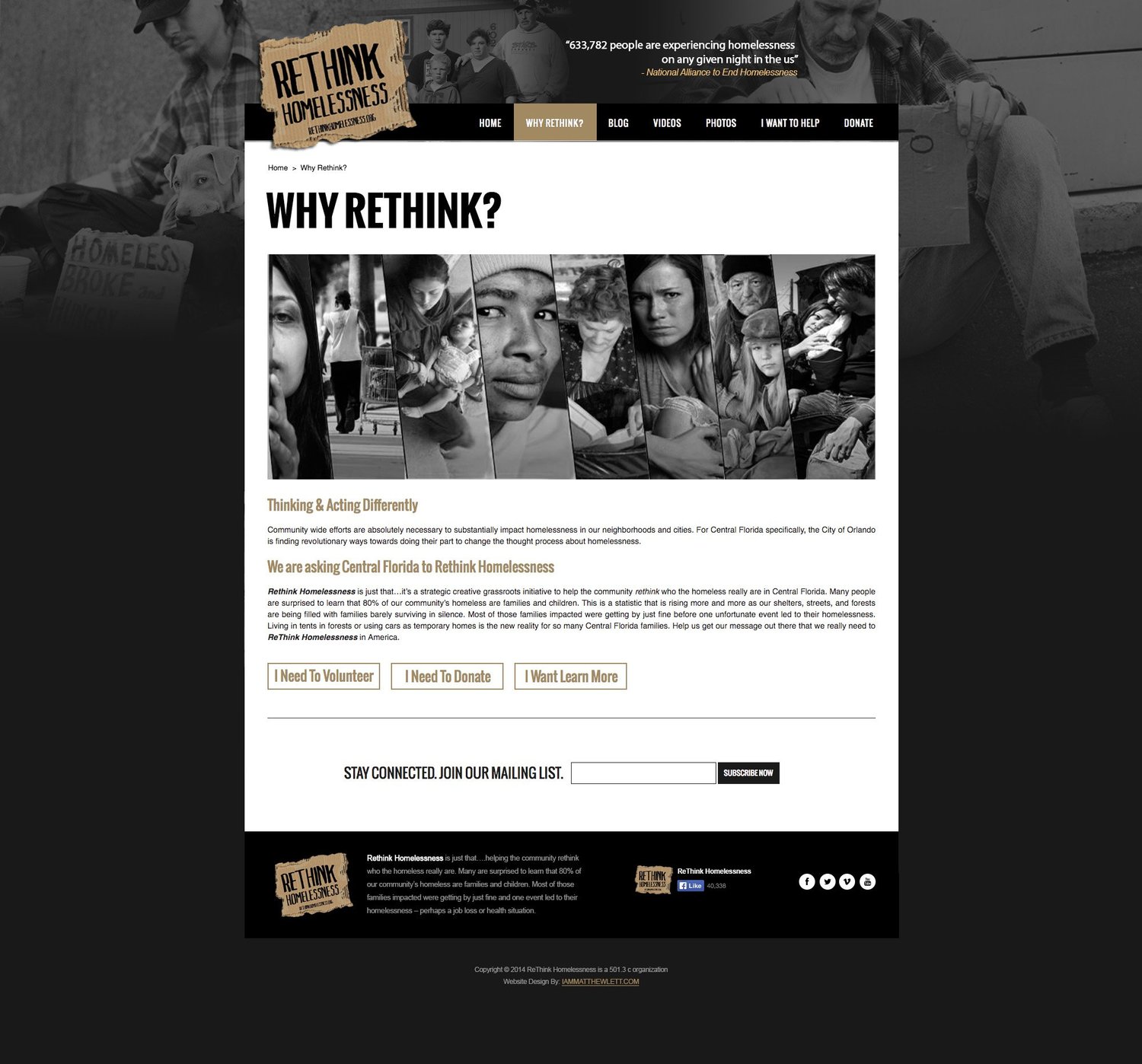 Homelessness Awareness Campaign Site, project visual