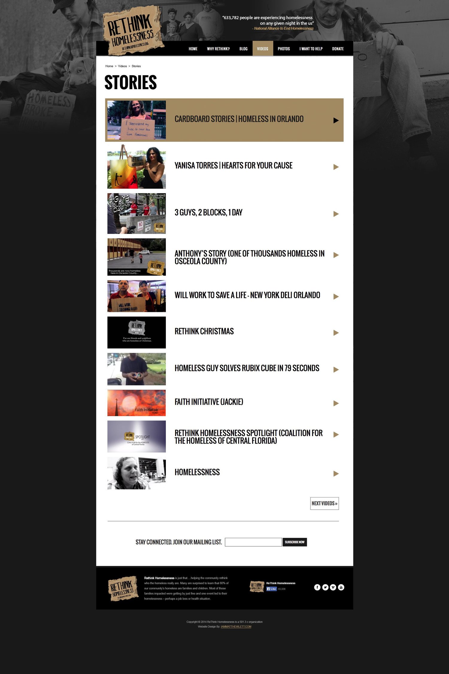 Homelessness Awareness Campaign Site, project visual