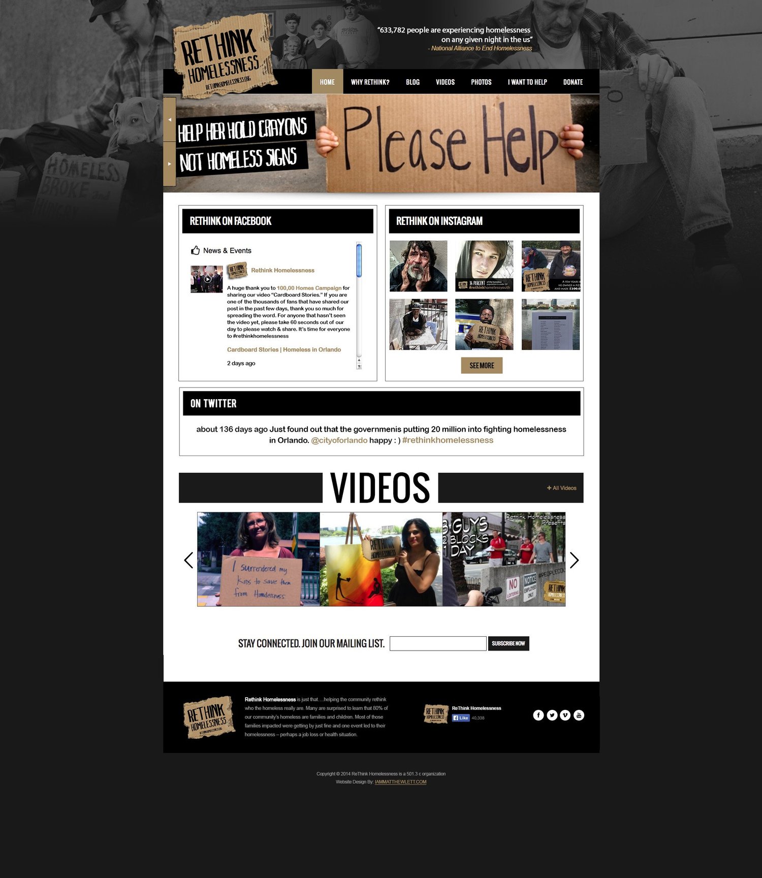 Homelessness Awareness Campaign Site, project visual