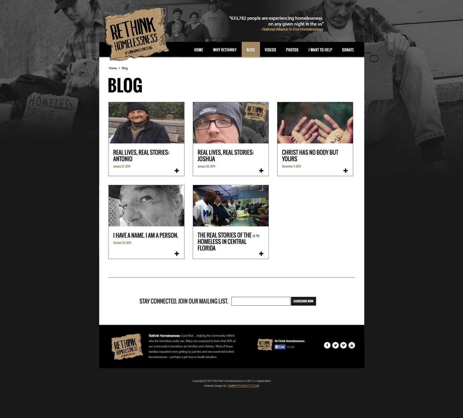 Homelessness Awareness Campaign Site, project visual